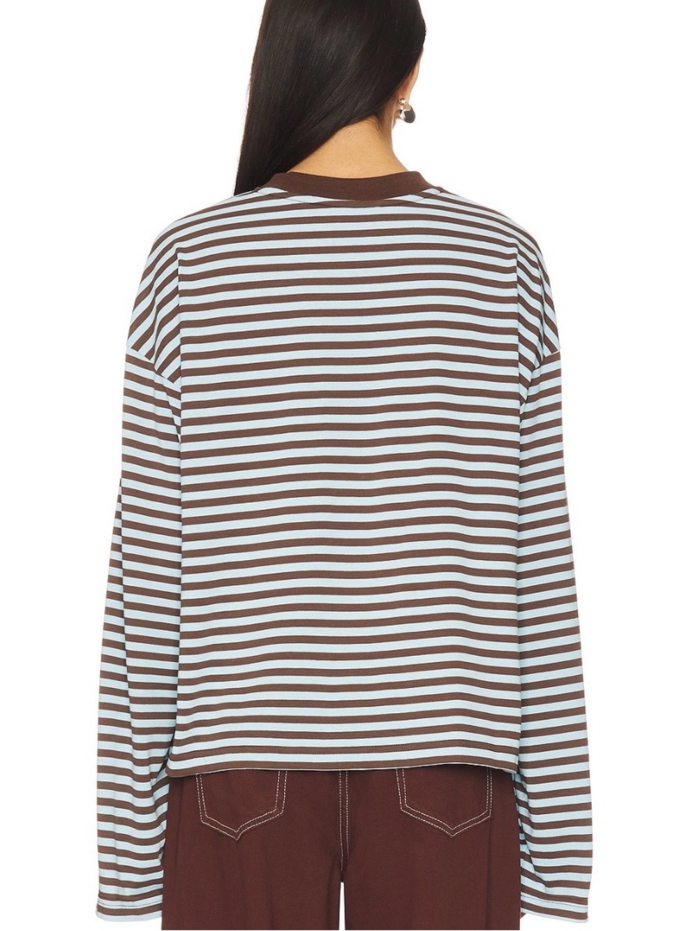 Lioness Bloom Long Sleeve Top Chocolate Sea Stripe Size S - Picture 3 of 3